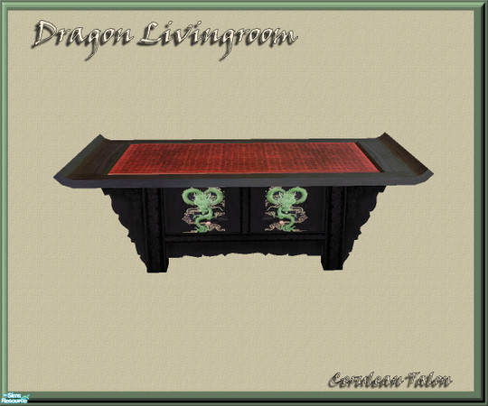 Sims 2 — Dragon Livingroom - Coffee Table by Cerulean Talon — Deep rich textures and vivid colors combine to enhance the