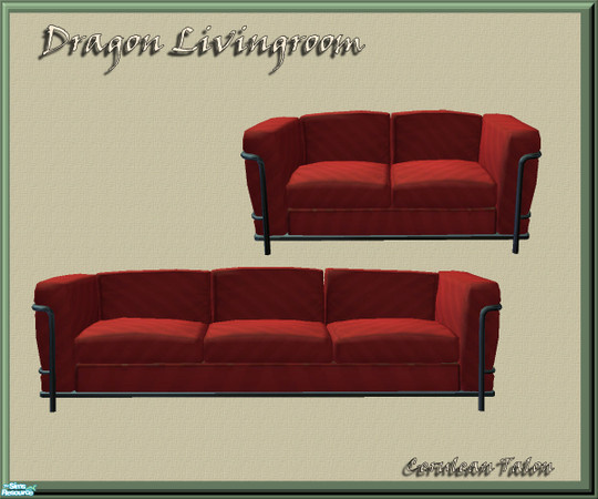 Sims 2 — Dragon Livingroom - Sofa by Cerulean Talon — Deep rich textures and vivid colors combine to enhance the
