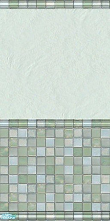 Sims 2 — Harbor Mist Tile Set - Harbor Mist Tile 1.3 by Jron — A half-tile wall in cool, sea-watery colored tiles, with
