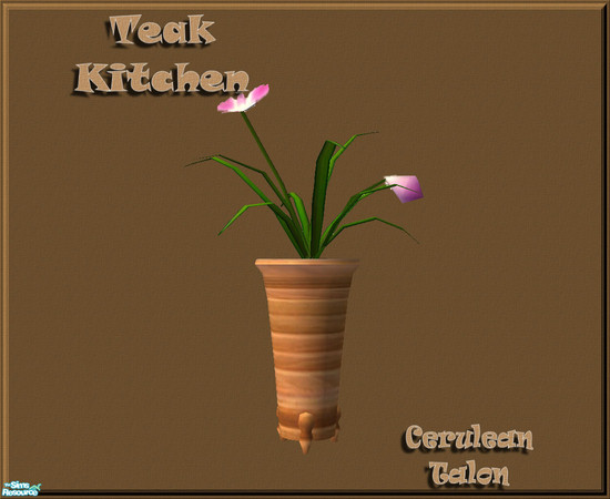 Sims 2 — Teak Kitchen - Orchid in Vase by Cerulean Talon — Serves every kitchen purpose from homey to elegant. Light teak