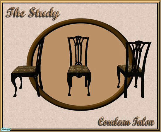 Sims 2 — The Study - Desk Chair by Cerulean Talon — Rich black, red, and creamy whites with an Asian feel combine to make