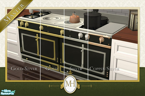 Sims 2 — MH Kitchen Stove by phoenix_phaerie — A luxurious two-tile French-style cooker with double oven. Comes with 4
