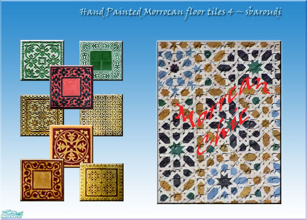 Sims 2 — Hand Painted Morrocan Tiles ~ 4 by sbaroudi — Beautiful hand painted Morrocan tiles to add chic to every corner