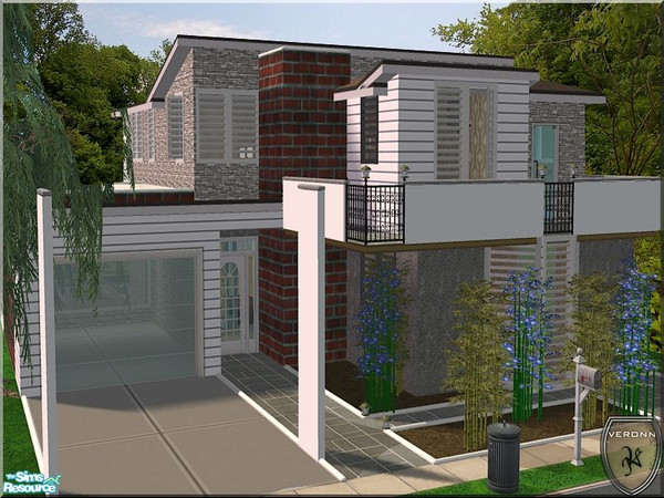 Sims 2 — V-121 by Veronn — UNFURNISHED VERSION & ONLY TSR AND MAXIS ... 2x3 small lot, see recommanded item for