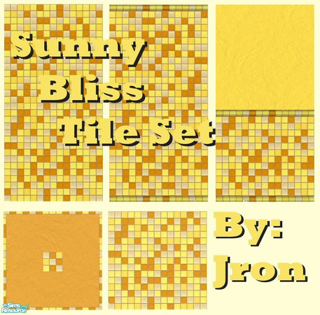 Sims 2 — Sunny Bliss Tile Set by Jron — A set of three walls and two floors, featuring a combination of tiles in lovely,