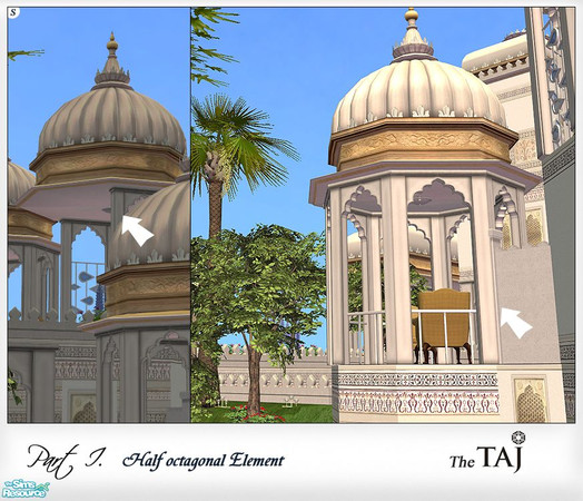 Sims 2 — Taj - Half octagonal element by senemm — A detailed and glistening indian architecture set inspired by