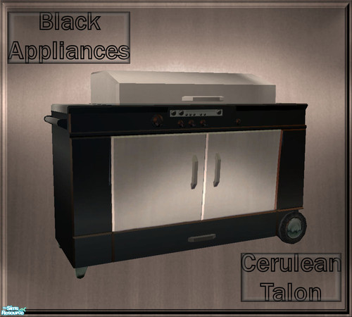 Sims 2 — Black Appliances - Grill by Cerulean Talon — High-end appliances in black with accents of chrome to make any