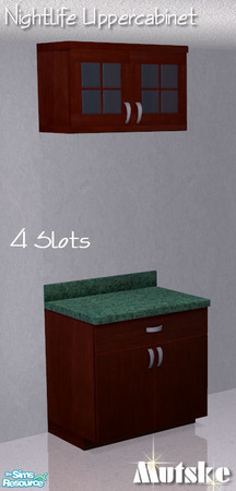 Sims 2 — Uppercabinet Nightclubwithglass Fridge moderate stainless Al by Mutske — Has 4 usable slots. Use M to switch