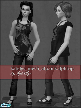 Sims 2 — Chic - Katelys Mesh Afpantsalphtop by katelys — Alpha-editable mesh; includes fat version, bumb-mapping, is