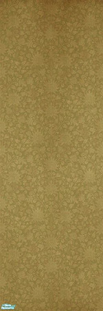 Sims 2 — Azilda Wallpaper by MsBarrows — A delicate floral pattern in golden-yellow on a backdrop of sage green. No
