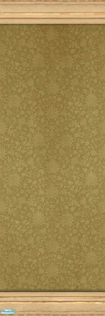 Sims 2 — Azilda Wallpaper with Full Molding by MsBarrows — A delicate floral pattern in golden-yellow on a backdrop of