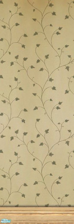 Sims 2 — Val Caron Wallpaper with Kick Molding by MsBarrows — Fine tendrils of ivy wander on a backdrop of yellowed