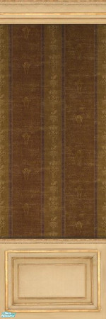 Sims 2 — Cartier Wallpaper with Wainscoting by MsBarrows — Vertical stripes in warm earthtones with printed golden-brown