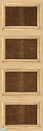 Sims 2 — Quartered Cartier Wallpaper by MsBarrows — Vertical stripes in warm earthtones with printed golden-brown