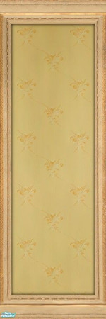 Sims 2 — Frame with Levack Wallpaper by MsBarrows — Subtle pattern of golden-brown Fleur de lis on a yellow background,