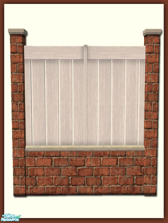 Sims 2 — White Wood Red Brick - Mesh by Shakeshaft — Part of a set of 12 new fences and a matching gate, the fences are