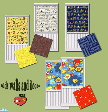 Sims 2 — evi Kids Walls and Floors by evi — Walls with matching floors to brighten your kids rooms