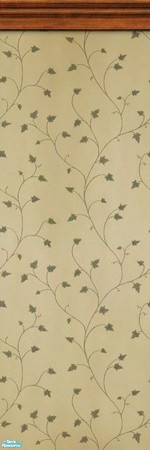 Sims 2 — Val Caron Wallpaper with Crown Molding (Dark) by MsBarrows — Fine tendrils of ivy wander on a backdrop of