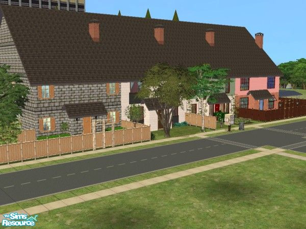 Sims 2 — Sims Lane. by luckyoyo — This lot has Four Houses, each with Three Bedrooms, Bathroom, Kitchen/Diner, Lounge and