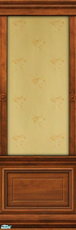 Sims 2 — Dark Wood Panel with Levack Wallpaper by MsBarrows — Subtle pattern of golden-brown Fleur de lis on a yellow
