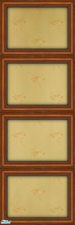 Sims 2 — Dark Wood Quartered Panel with Levack Wallpaper by MsBarrows — Subtle pattern of golden-brown Fleur de lis on a
