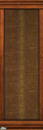 Sims 2 — Dark Wood Frame with Cartier Wallpaper by MsBarrows — Vertical stripes in warm earthtones with printed
