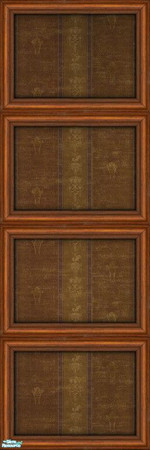 Sims 2 — Dark Wood Quartered Frame with Cartier Wallpaper by MsBarrows — Vertical stripes in warm earthtones with printed