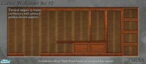 Sims 2 — Cartier Wallpaper Set 2 (Dark Wood) by MsBarrows — Vertical stripes in warm earthtones with printed golden-brown