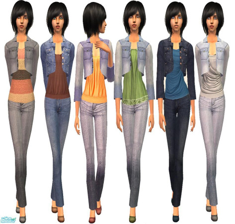 Sims 2 — Denim by irene_busy — This set has 6 denim outfits.