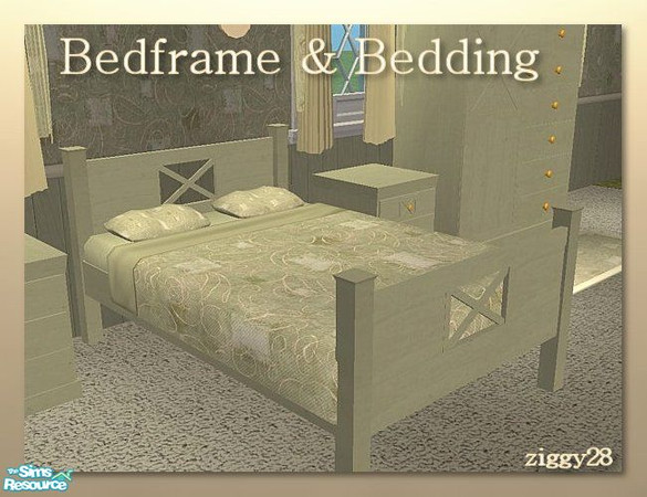 Sims 2 — Ibiza Bedroom \'Sage\' RC - Double Bed With Bedding In Place by ziggy28 — Double bed with bedding in place