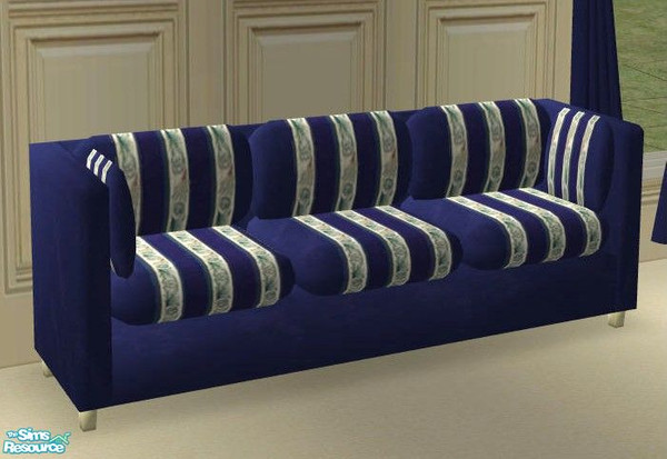 Sims 2 — Bombay Blues Living - Sofa by Riverwillows — Lovely living set in blues, silver, and gold. Meshes by