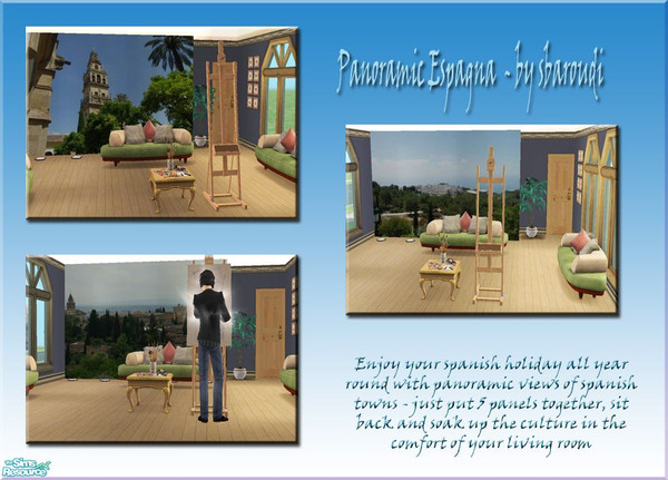 Sims 2 — Panoramic Espagna by sbaroudi — Just back from your spanish holiday and wishing you weren\'t. Why not paper your