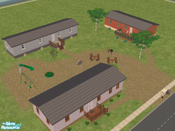 Sims 2 — Trinity Mobile Home Park by mk_lana — This is a roomy lot with 3 \"mobile homes\" for rent. One home
