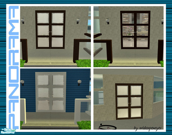 Sims 2 — Panorama Doors - Double Brown Frosted RC by wideopeneyes — These doors were made to match my Panorama windows.