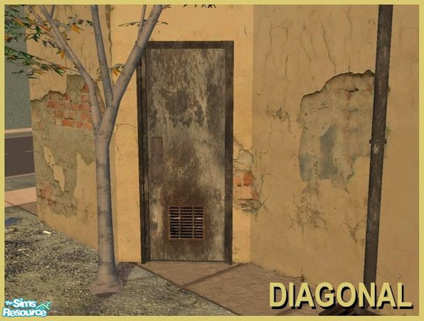 Sims 2 — Industrial Door (Master Mesh Diagonal) by Cyclonesue — The diagonal version of the master door mesh. Note: takes