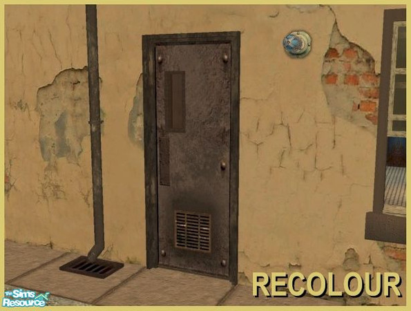 Sims 2 — Industrial Doors - Iron Recolour by Cyclonesue — An iron-clad door with vent. Don\'t forget to download the