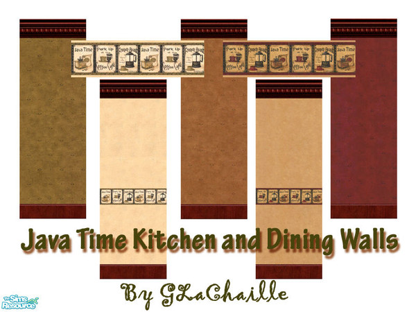 Sims 2 — Java Time Kitchen and Dining by GLachaille — A coordinating set of Kitchen and Dining wallpapers for coffee