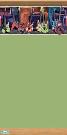 Sims 2 — Guitar Hero Walls - Border Green with Crown Kick Molding by Cerulean Talon — Combination of paint and paper