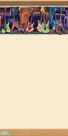 Sims 2 — Guitar Hero Walls - Border White with Crown Kick Molding by Cerulean Talon — Combination of paint and paper