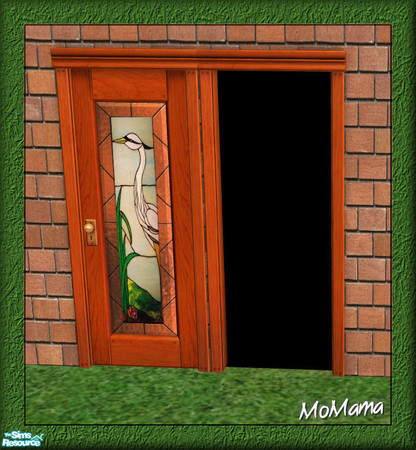 Sims 2 — NK Cherry Build Set - Chic Beveled Glass Door by MoMama — A lovely Cherry door with a glass insert of a crane