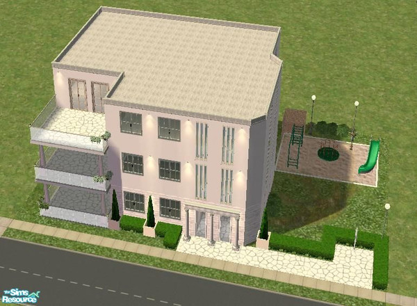 Sims 2 — bdcp-13 by belladocep — Nice apartment lot. Three apartments, large terrasse and playground for kids. Two 2
