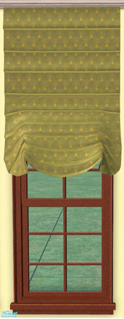Sims 2 — SIlk Dot Roman Shade in Dark Green by lisa9999 — Dark green silk roman shade.