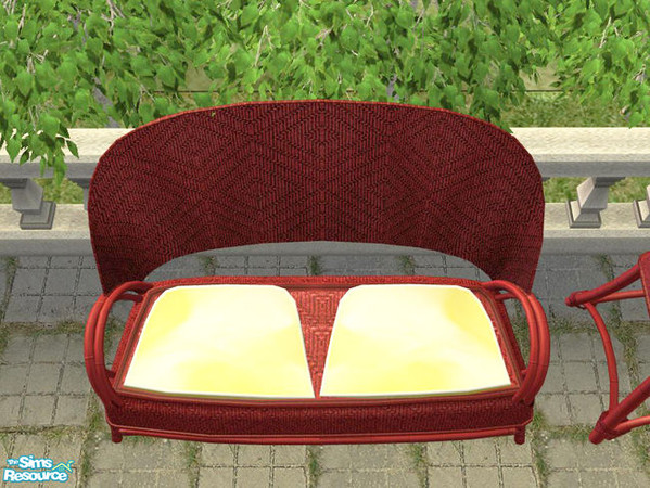 Sims 2 — Outdoor 2009 red - Polster Loveseat yellow by ShinoKCR — 