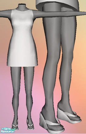 Sims 2 — Mesh B-bettina Afbodybabydolldresswithwedges by b-bettina — Mesh features fashionable wedge heels, and has fat