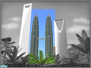 Sims 2 — Petronas Towers by senemm — A set of 3 unique asian skyscrapers as \'hood decorations. Namely the Petronas
