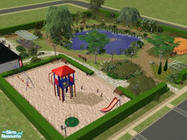 Sims 2 — Simtown-Park by maxi king — A lovely Park with a playground,eating place,a big pond and sport place!I hope you