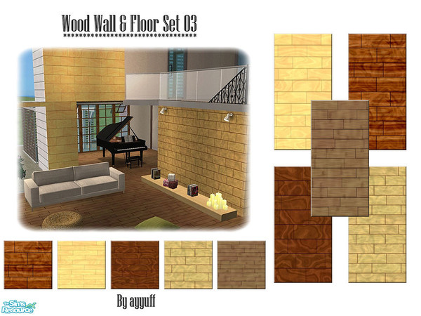 Sims 2 — Wood Wall&Floor Set 03 by ayyuff — Included: 5 walls,5 floors.
