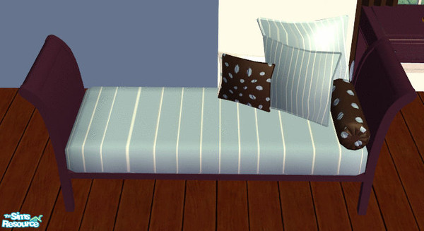 Sims 2 — Sarah\'s Dot Bedroom Set Bench by lisa9999 — A chocolate wood loveseat bench with blue with white stripes