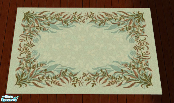 Sims 2 — Angle Livingroom Set Rug by lisa9999 — A teal and floral area rug.