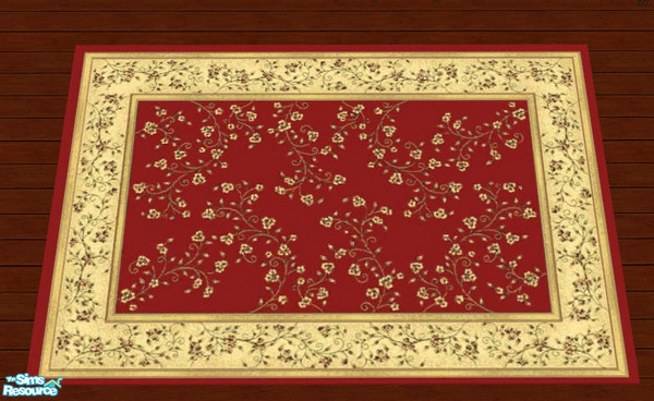 Sims 2 — Sweets Livingroom Set Rug by lisa9999 — A red and cream floral area rug.